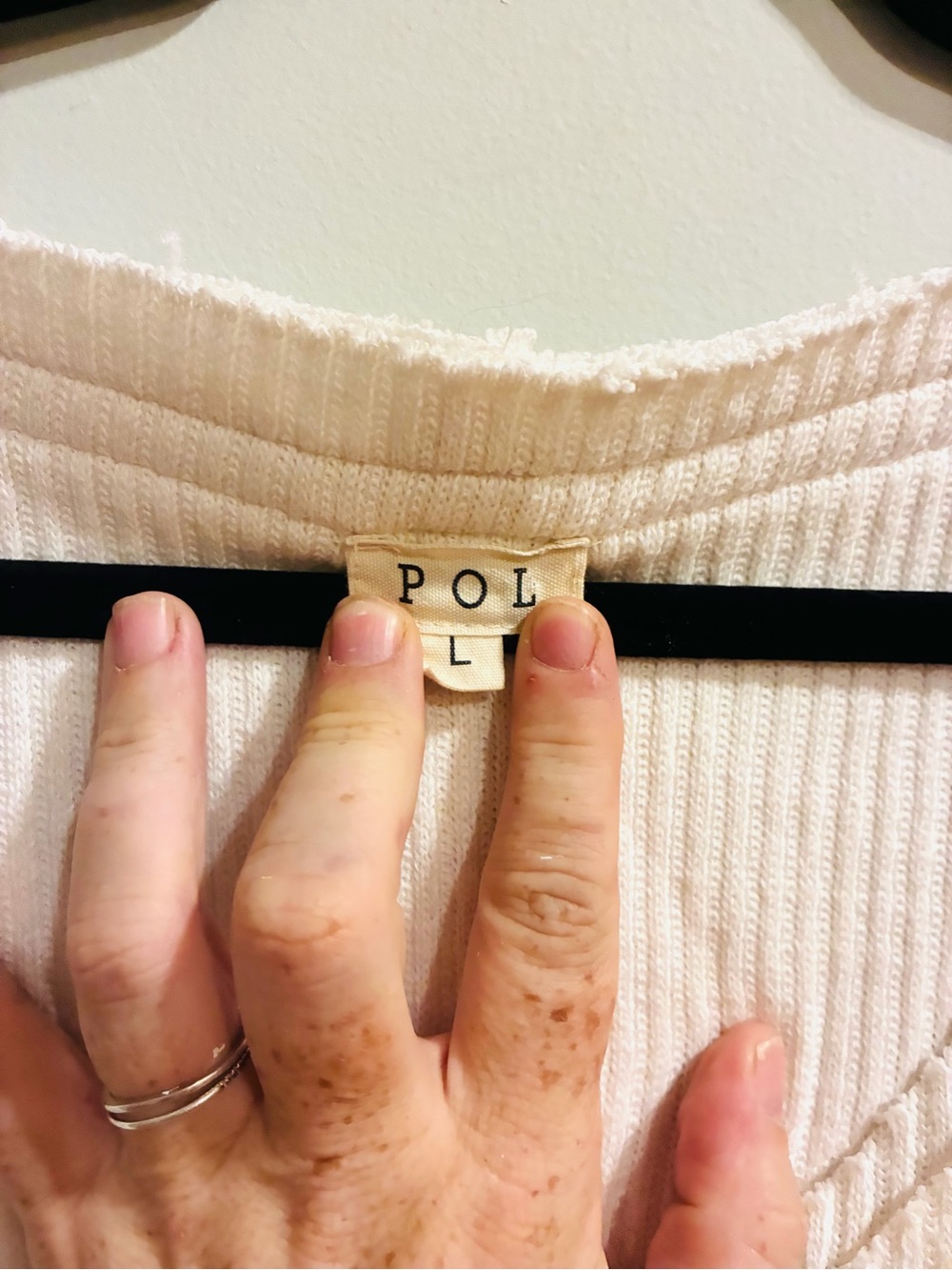POL Cream Ribbed V-Neck Sweater - Picture 3 of 3